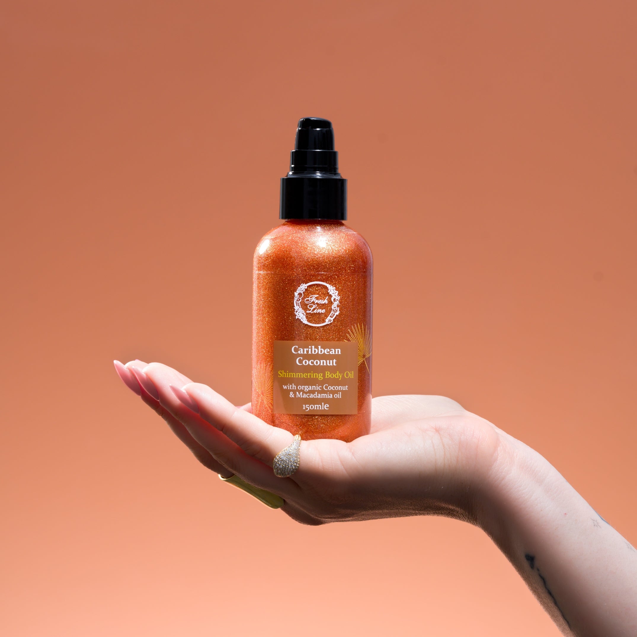 Caribbean Coconut Ξηρό Λάδι Λάμψης Σώματος