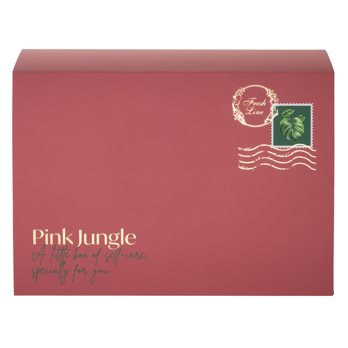 Συσκευασία δώρου Pink Jungle της Fresh Line για σετ περιποίησης σώματος και χειλιών με εξωτικό, φρουτώδες άρωμα ανανά και καρύδας.