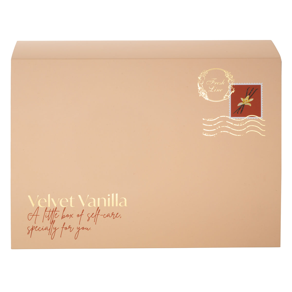 Velvet Vanilla luxury gift box by Fresh Line Cosmetics with elegant festive packaging, perfect for Christmas gifting.
